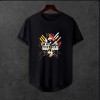  Unisex Oversize Modern Boy Pamuklu Etek Oval Siyah Baskili T-shirt
